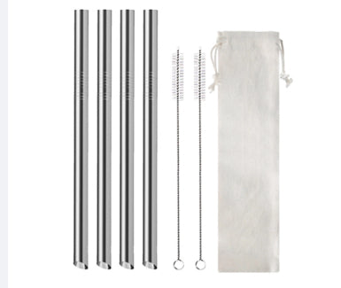 Stainless Steel Angled Straw Drink Milk Tea Cup Set