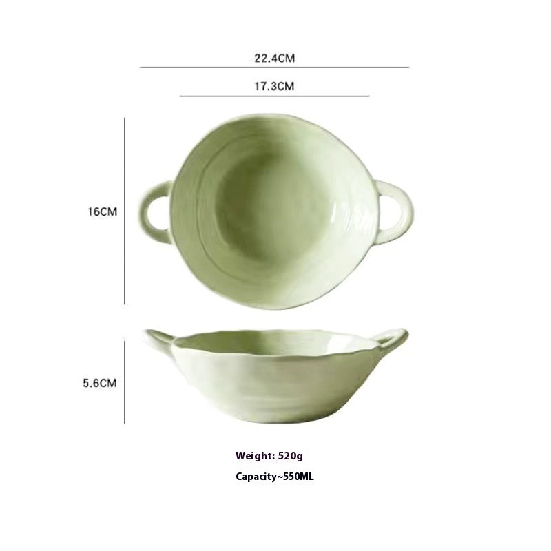 Ceramic Bowl Suit Household Minimalist Cream Wind Tableware Set Plate Cutlery