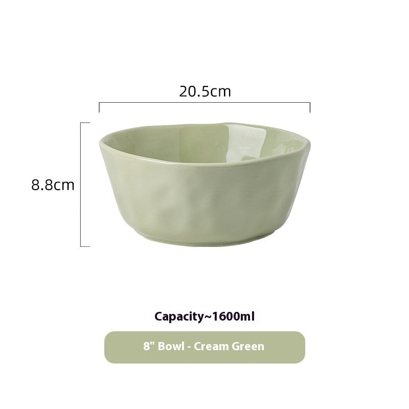 Ceramic Bowl Suit Household Minimalist Cream Wind Tableware Set Plate Cutlery
