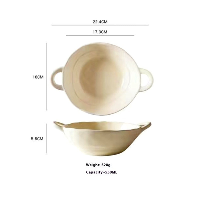 Ceramic Bowl Suit Household Minimalist Cream Wind Tableware Set Plate Cutlery