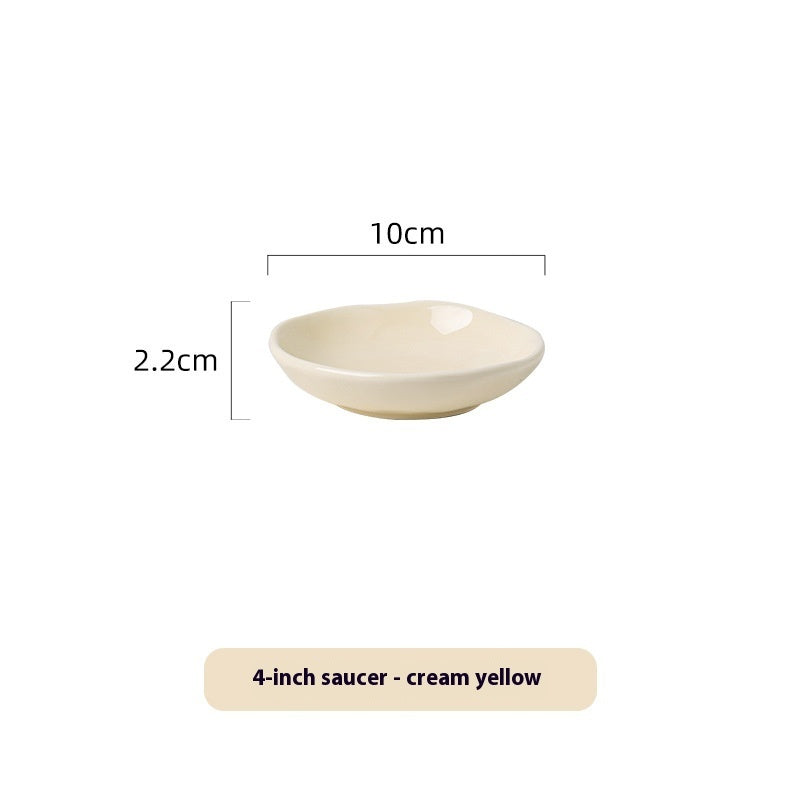 Ceramic Bowl Suit Household Minimalist Cream Wind Tableware Set Plate Cutlery