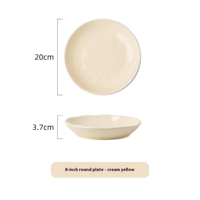 Ceramic Bowl Suit Household Minimalist Cream Wind Tableware Set Plate Cutlery