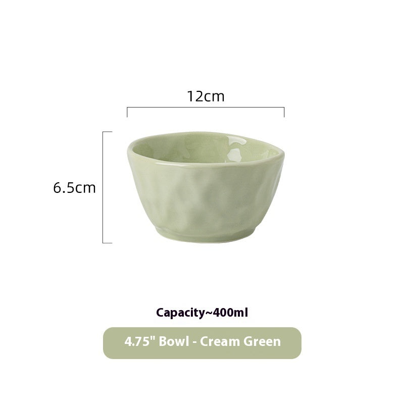 Ceramic Bowl Suit Household Minimalist Cream Wind Tableware Set Plate Cutlery