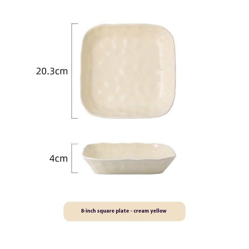 Ceramic Bowl Suit Household Minimalist Cream Wind Tableware Set Plate Cutlery