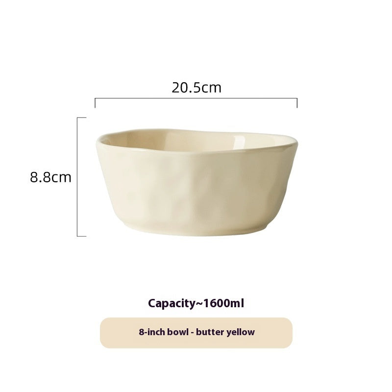 Ceramic Bowl Suit Household Minimalist Cream Wind Tableware Set Plate Cutlery