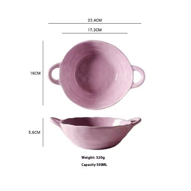 Ceramic Bowl Suit Household Minimalist Cream Wind Tableware Set Plate Cutlery