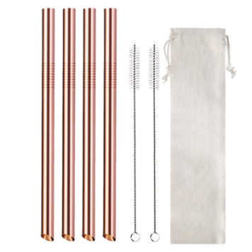 Stainless Steel Angled Straw Drink Milk Tea Cup Set